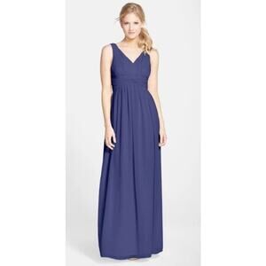 Donna Morgan Women’s sz 4 Julie Twist-Waist Silk Chiffon Gown Midnight Navy